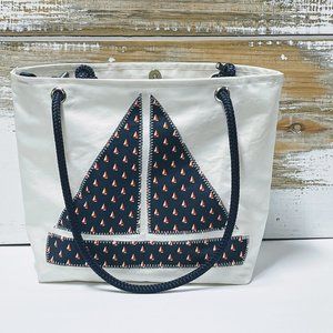 100% Recycled Sailcloth Sailboat Womens Rope Handled Shoulder Tote Bag